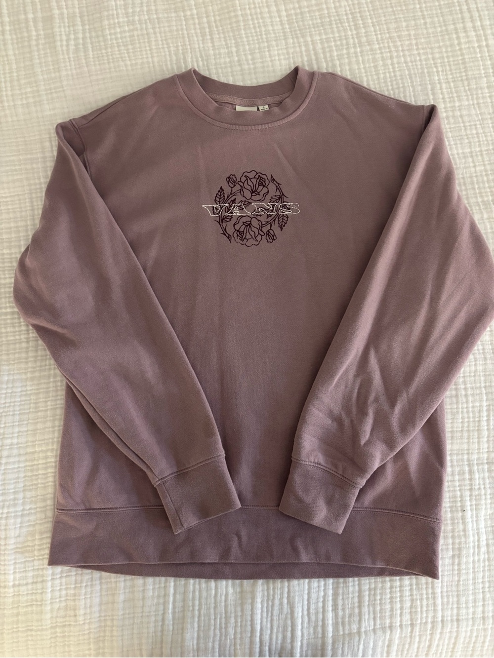 Vans Women's Crewneck Sweatshirt in Lavender with Rose Emblem
